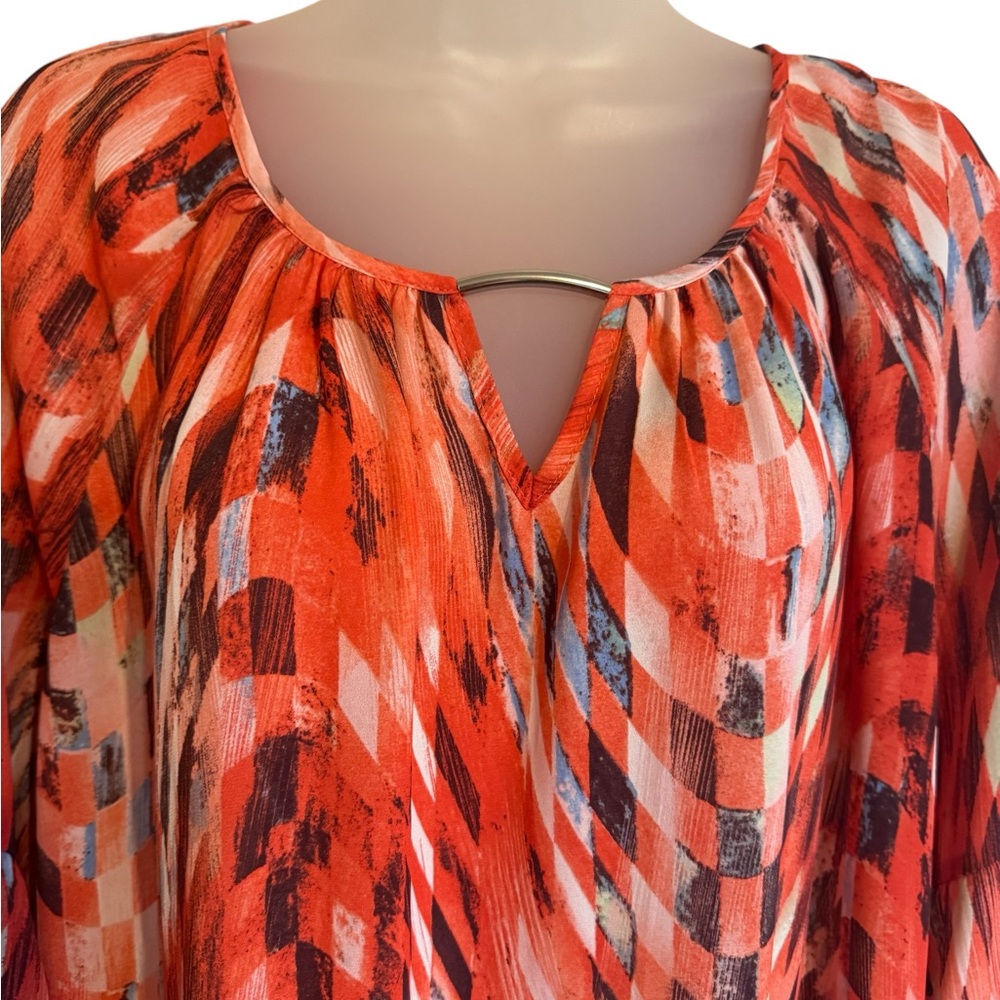 Orang/Coral Multi-Color Abstract Top   PLUS:  18/20       BIN#S - Picture 2 of 7